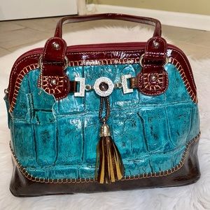Mani Claire- Women’s Handbag- Teal Blue- Leather